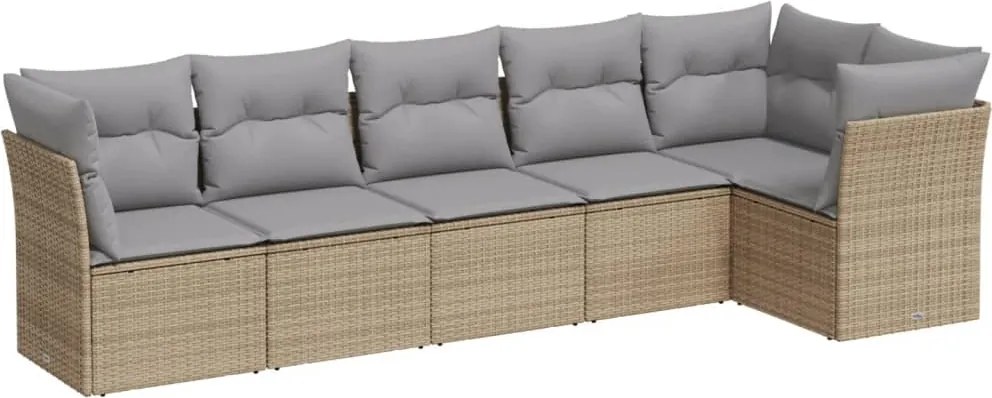 vidaXL Set canapele de grădină cu perne, 6 piese, bej, poliratan