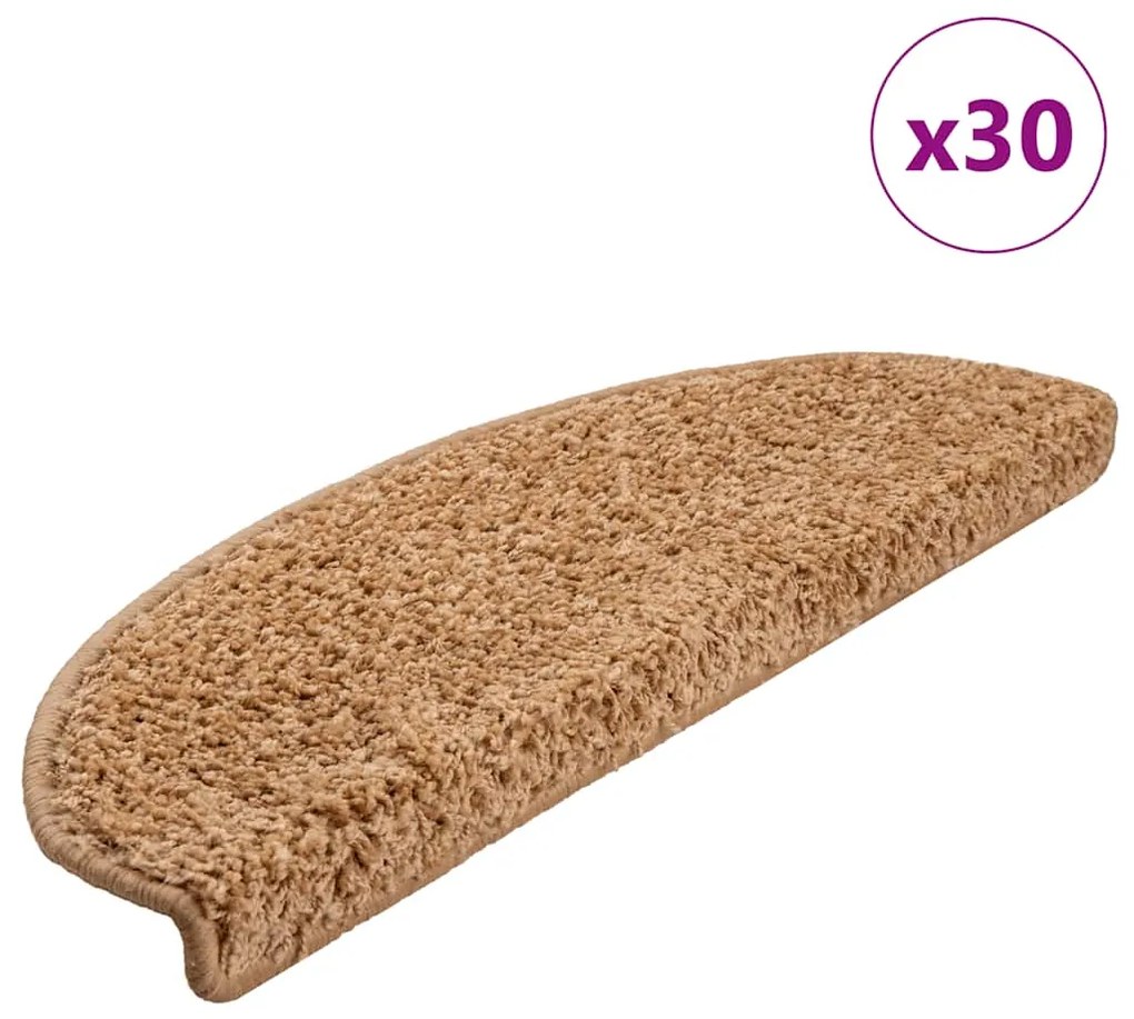 vidaXL Covorașe scară 30 buc Bej 65x21x4 cm