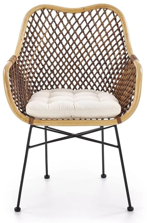 Scaun de bucaterie Percy, ratan / negru