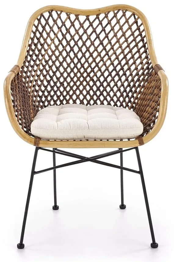 Scaun de bucaterie Percy, ratan / negru