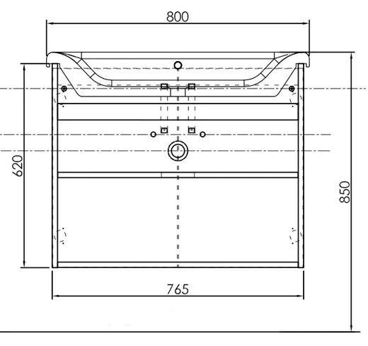 Set mobilier suspendat și lavoar, Kolpasan, Evelin, 80 cm, gri/antracit