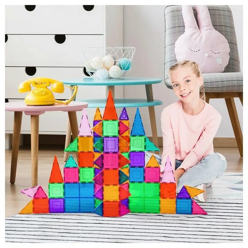 Set magnetic de construcție PicassoTiles 101piese, blocuri de construcție de bază