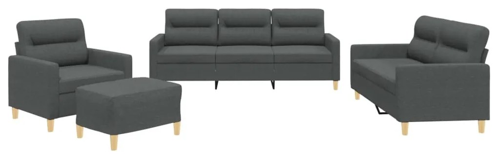 3201545 vidaXL Set de canapele cu perne, 4 piese, gri închis, textil