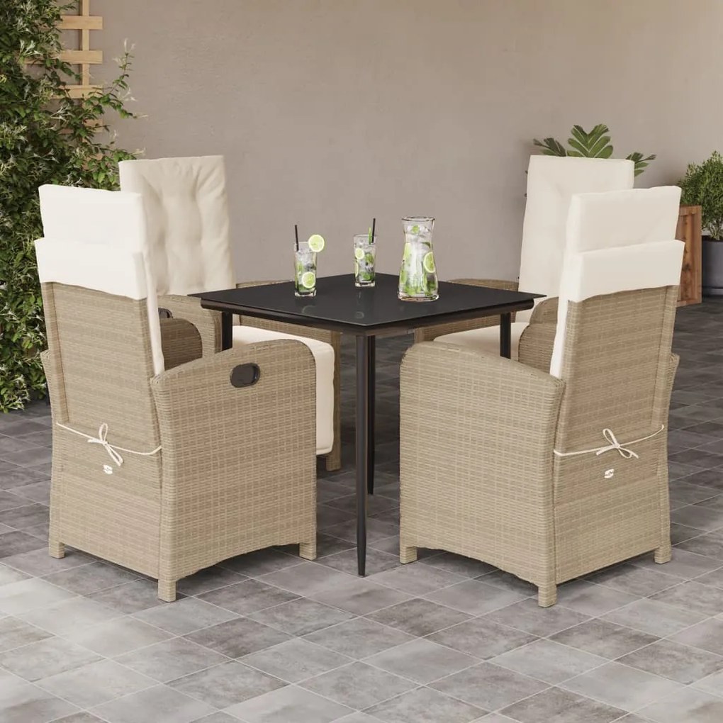 3212571 vidaXL Set mobilier de grădină cu perne, 5 piese, bej, poliratan