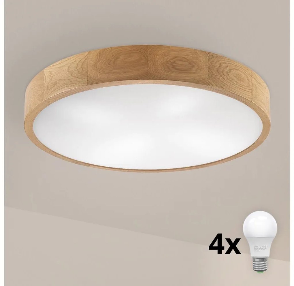 Brilagi - Plafonieră LED CARVALHO 4xE27/60W/230V, stejar, diam. 57,5 cm