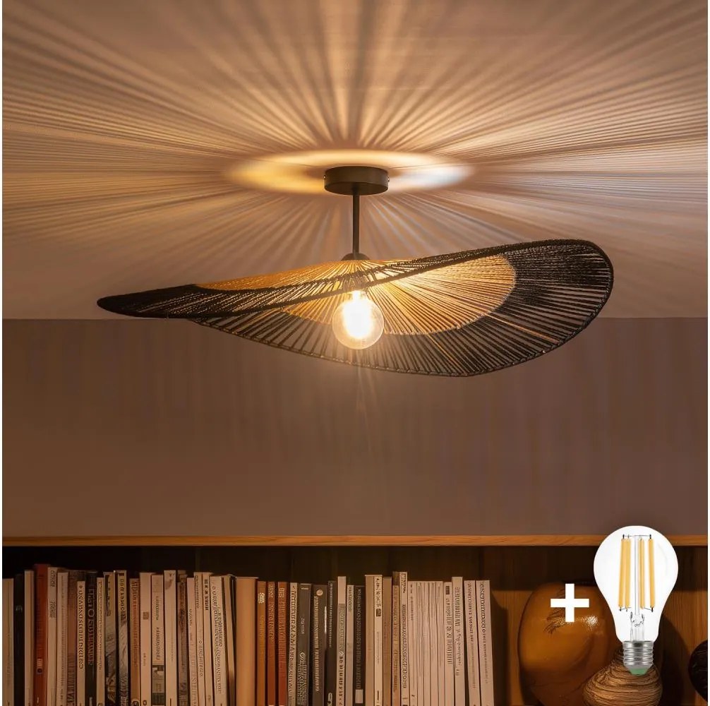 Brilagi - Lustră LED aplicată CERIA BOHO 1xE27/60W/230V Ø 80 cm negru/maro
