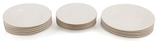 Set veselă 18 piese, porțelan alb cu accente aurii