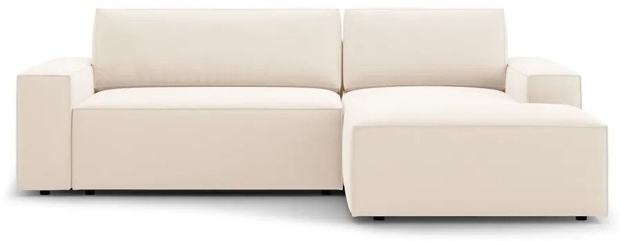 Colțar bej extensibil/cu spațiu de depozitare cu tapițerie din catifea (cu colț pe partea dreaptă/cu șezlong) Jodie – Micadoni