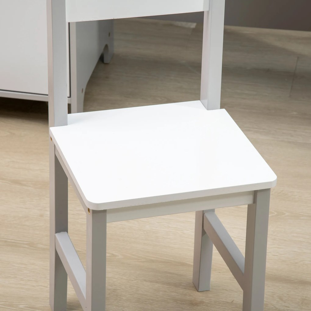 HOMCOM Set Masă și Scaune pentru Copii 5-8 Ani cu Spațiu de Depozitare, Tablă și Scaun, 90x45x85 cm, Roz | Aosom Romania