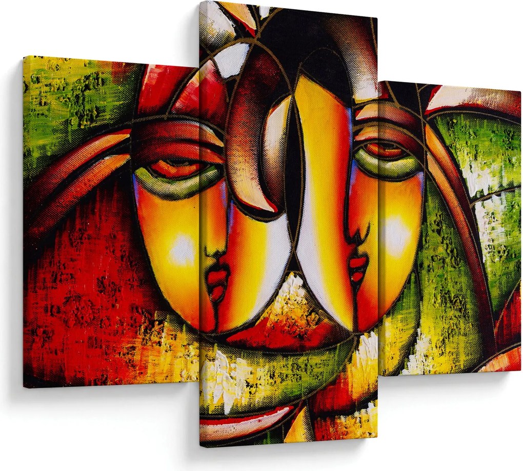 Tablou - Pictură în ulei, chipuri abstracte (90x60 cm)