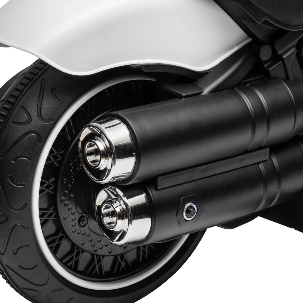HOMCOM Motocicletă Electrică pentru Copii 18-36 Luni cu Roți Ajutătoare și Far, 76x42x57 cm, Alb și Negru | Aosom Romania