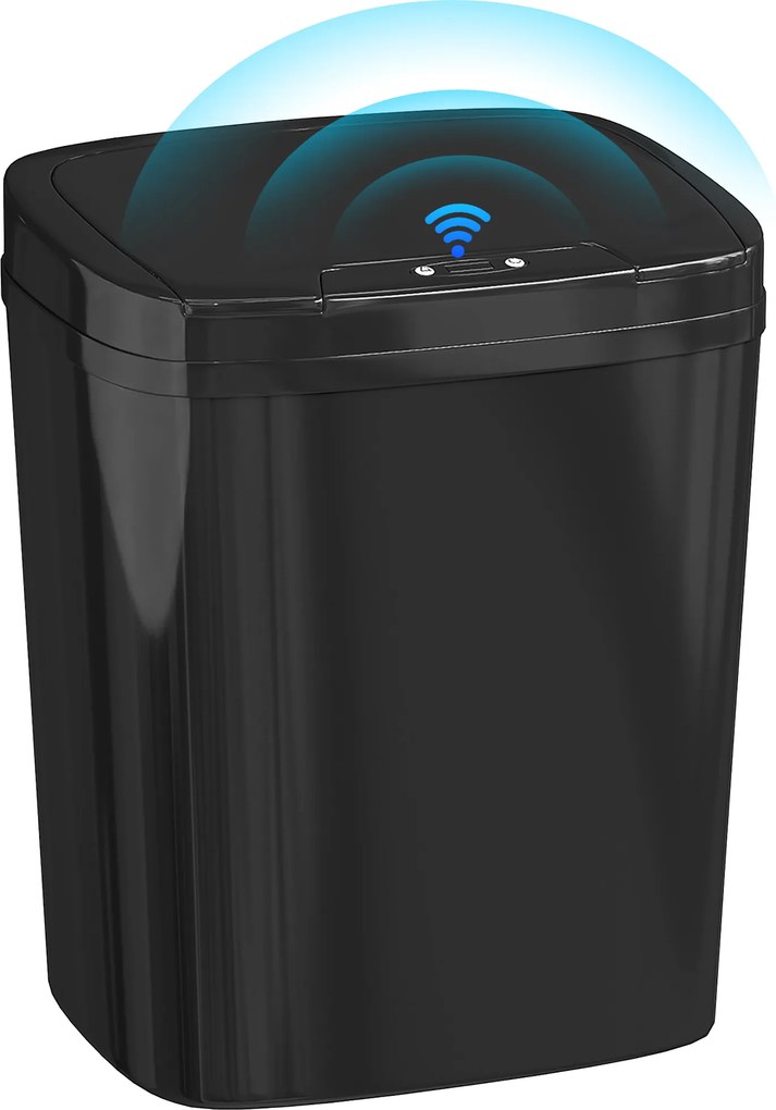 HOMCOM Coș de Gunoi Automat pentru Bucătărie 15 L cu Senzor Infraroșu și Mod Manual Inel de Fixare Rezistent la Amprente Negru | Aosom Romania