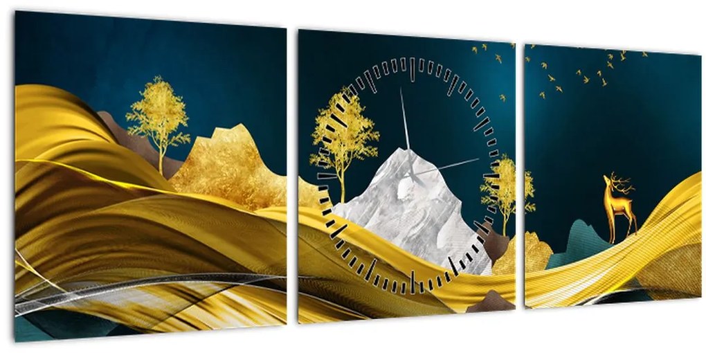 Tablou - Peisaj, cerb (cu ceas) (90x30 cm)