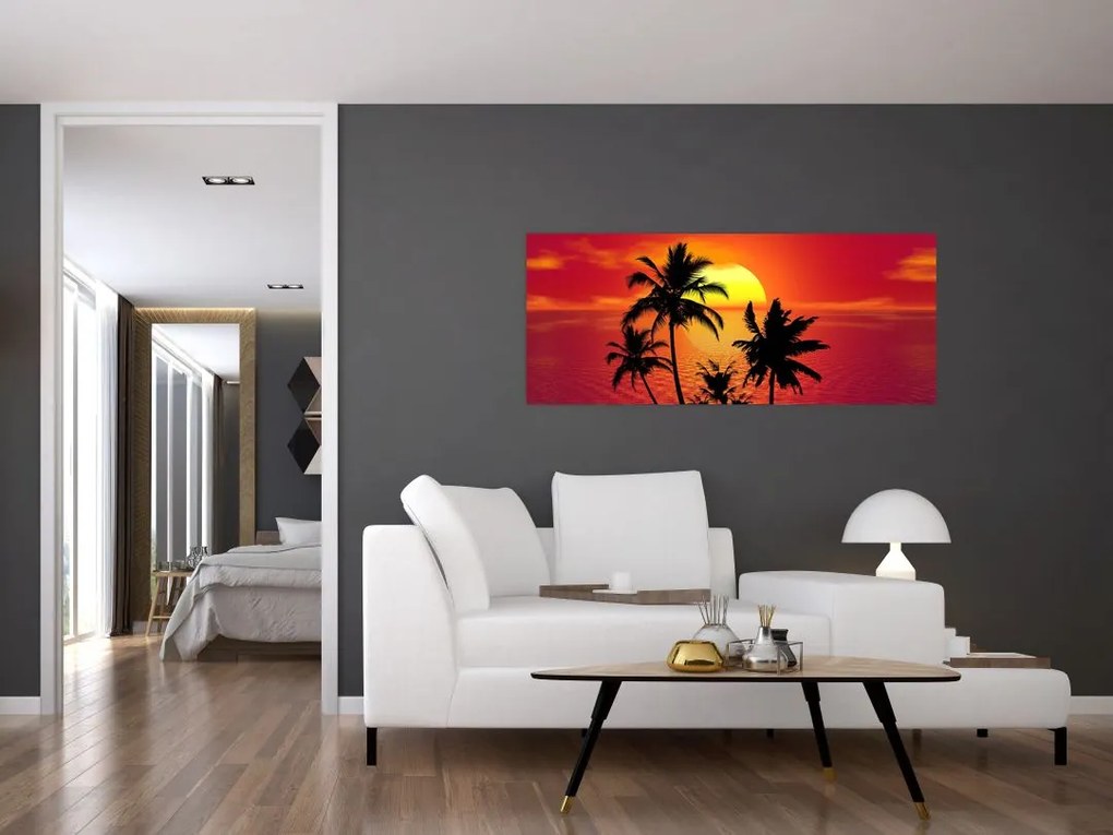 Tablou - Silueta insulei cu palmieri (120x50 cm)