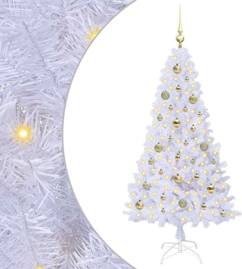 vidaXL Brad de Crăciun artificial cu 150 LED Alb 150 cm PVC și Oțel