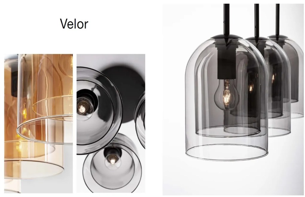 Lustra cu 3 pendule modern Velor champagne
