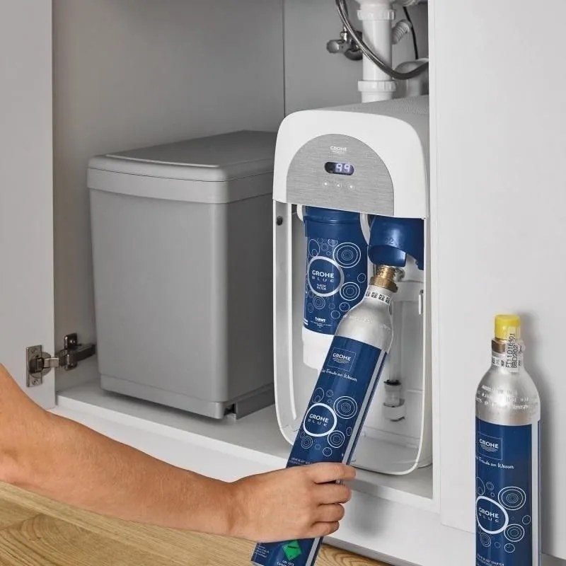 Grohe Blue Home Robinet de bucatarie cu sistem de filtrare, racire si acidulare, pipa C, cupru mat (brushed warm sunset)