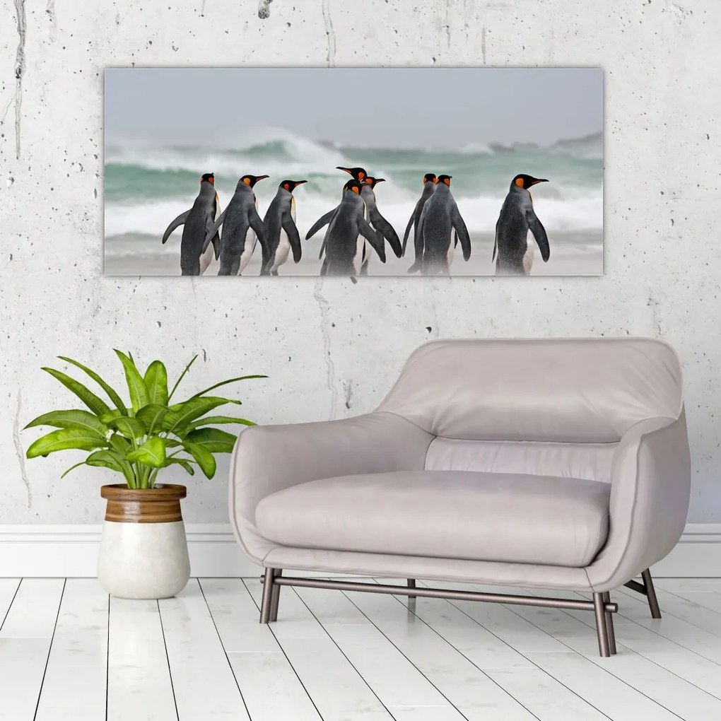Tablou pinguini în ocean (120x50 cm)