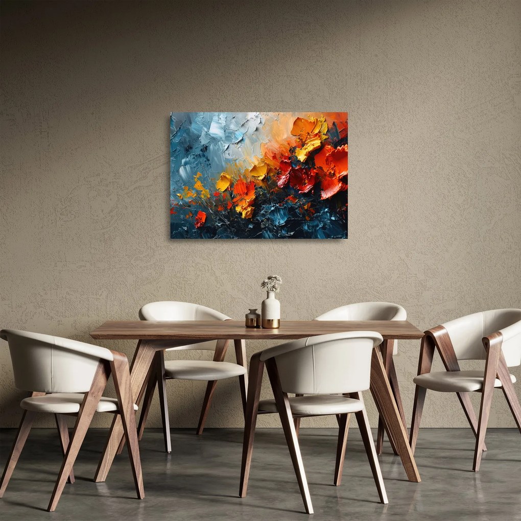 Tablou pe sticlă - Pictură abstractă de flori III. (70x50 cm)