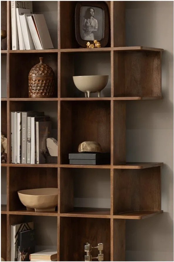 Bibliotecă maro închis din lemn de mango 130x180x35 cm Sinne – WOOOD