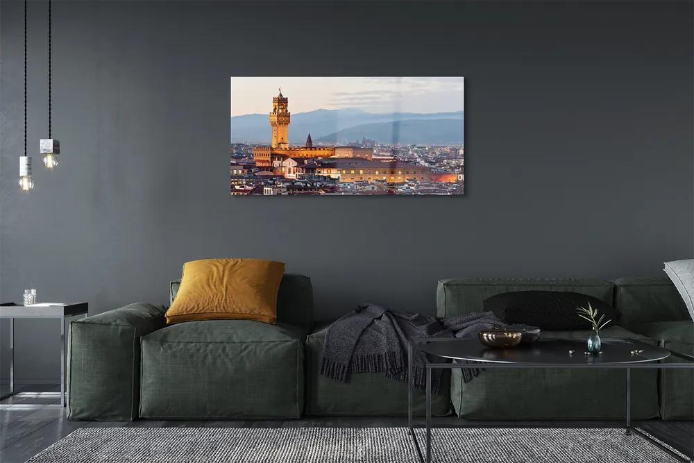 Tablouri pe sticlă Italia Castelul apus de soare panoramă