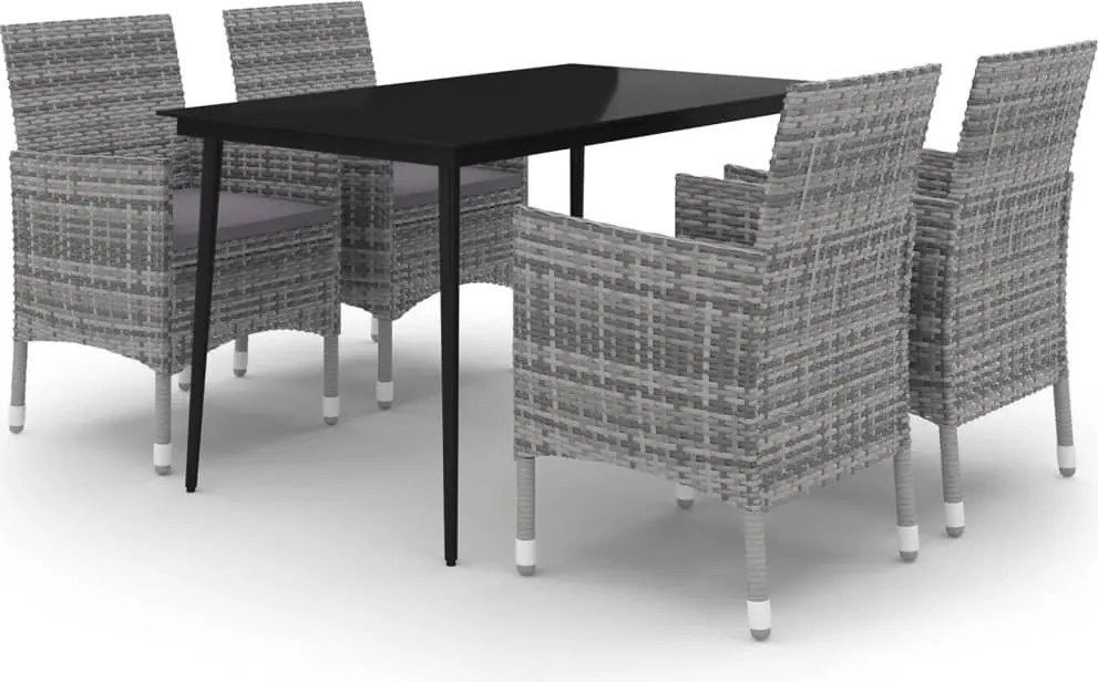 vidaXL Set mobilier de grădină cu perne 5 piese poliratan & sticlă