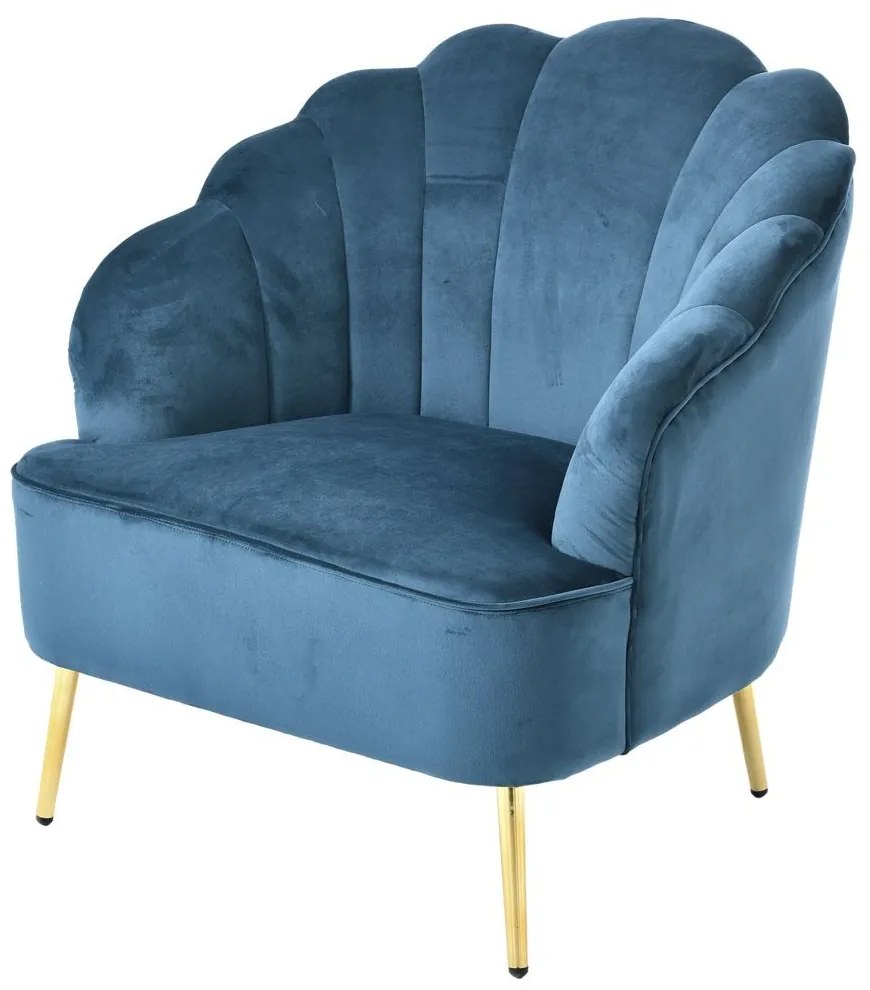 Fotoliu Petrol Blue Velvet Shell 74 cm x 70 cm x 87 cm