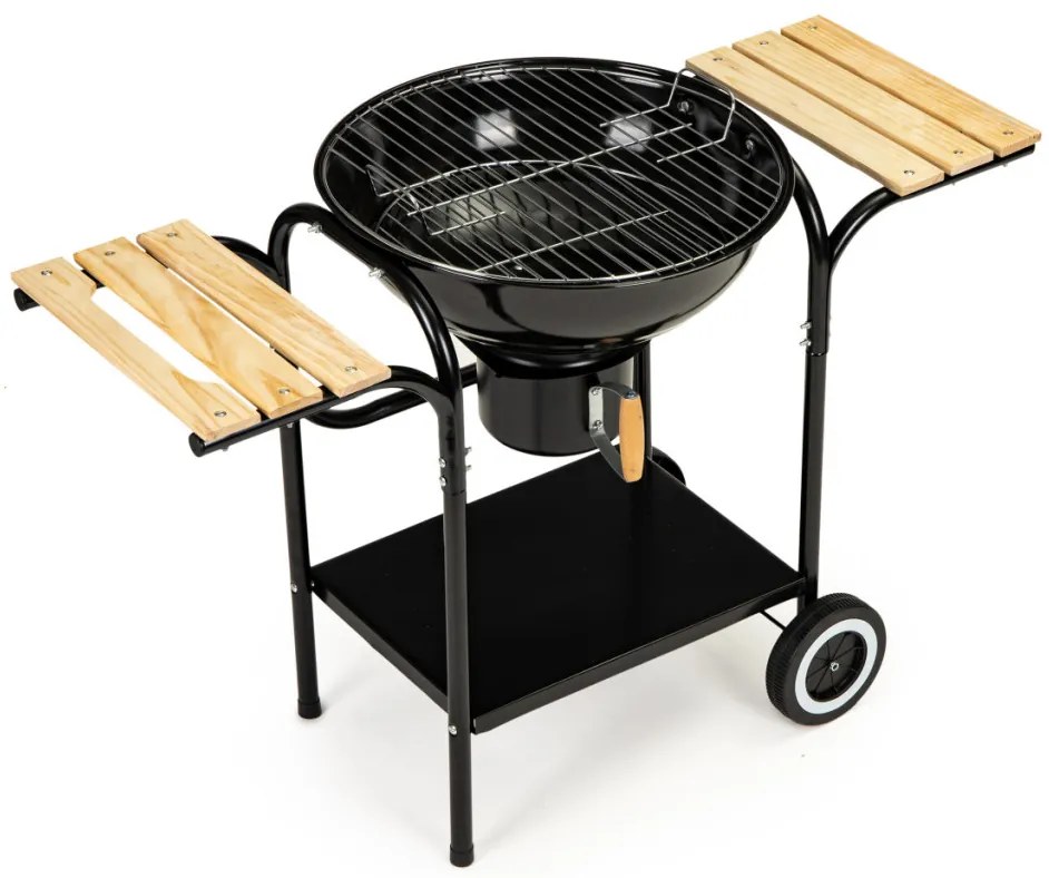 Gömb alakú görgős faszenes grill hamutartóval