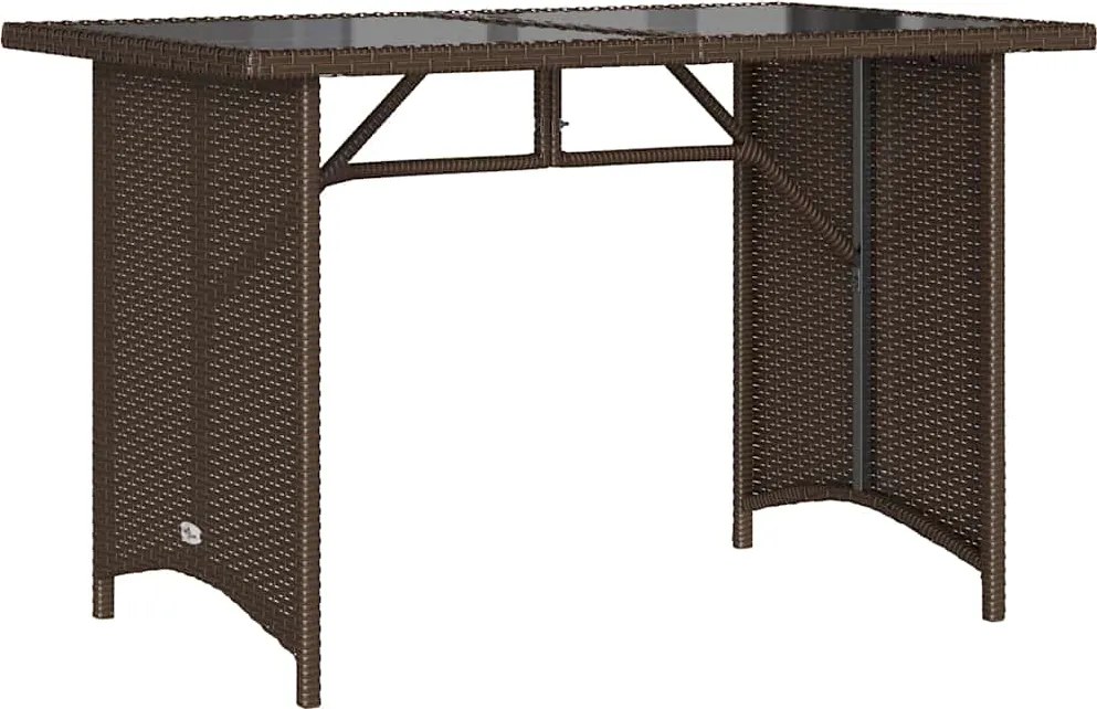 vidaXL Masă de grădină cu blat din sticlă maro 110x68x70 cm poliratan