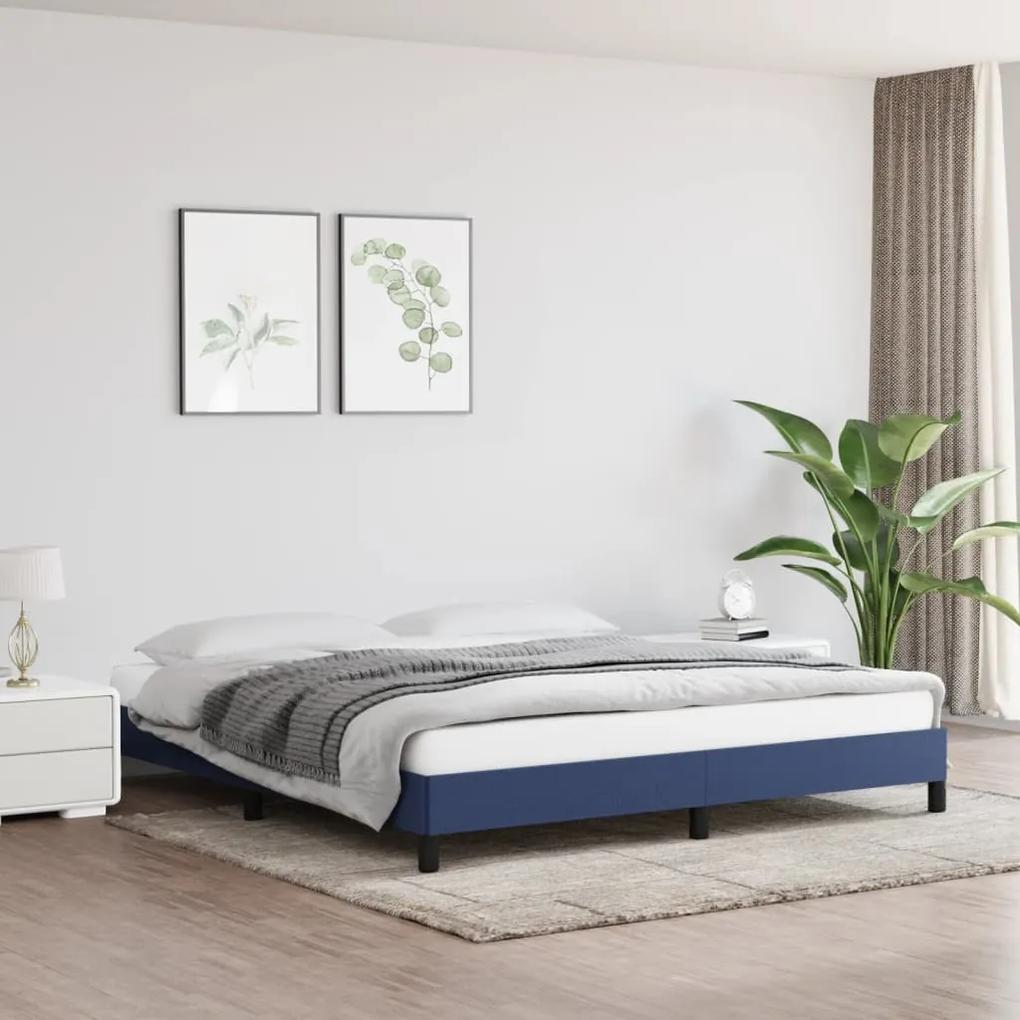 Cadru de pat, albastru, 160 x 200 cm, material textil Albastru, 25 cm, 160 x 200 cm