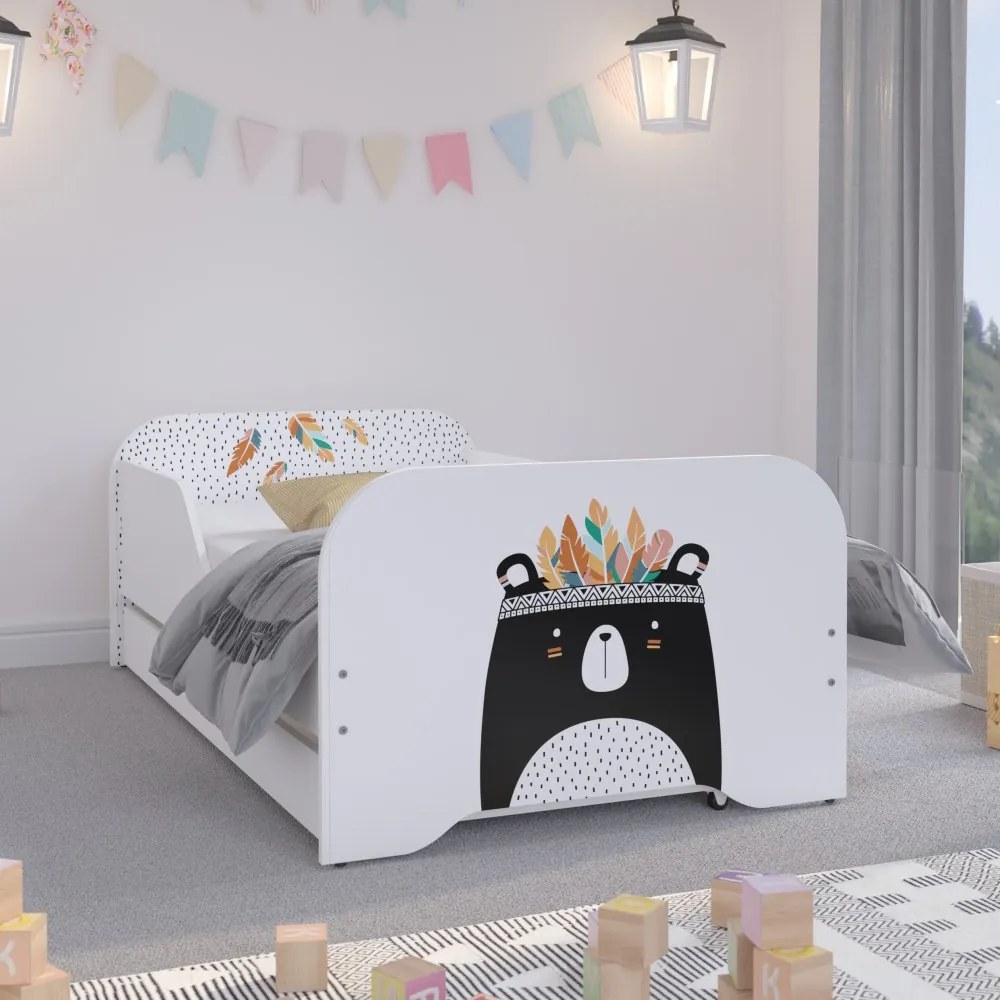 Pătuț pentru copii cu ursul care îl păzește pe micuț 160 x 80 cm