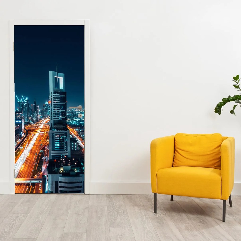 Fototapet pentru ușă - Noaptea în Dubai (95x205cm)