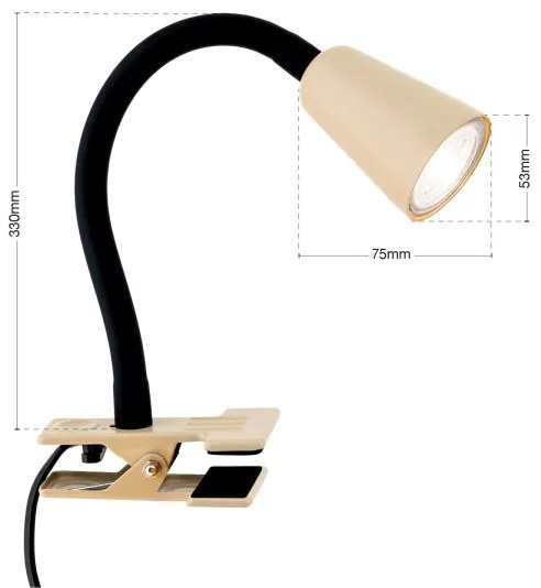 Orion DOTTY - Lampă de birou flexibilă cu clemă, 1xGU10/10W/230V, bej/negru