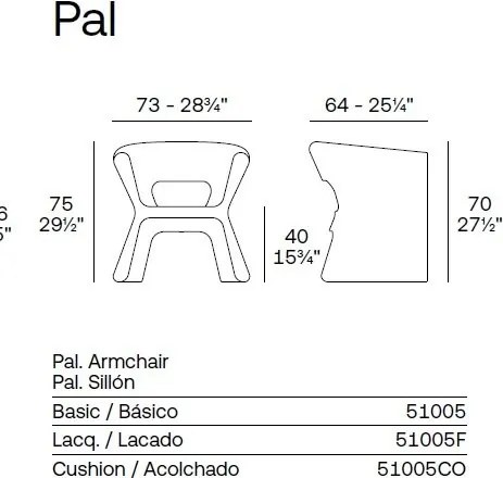 Scaun / Fotoliu de exterior / interior design modern premium PAL ARMCHAIR 51005 Vondom