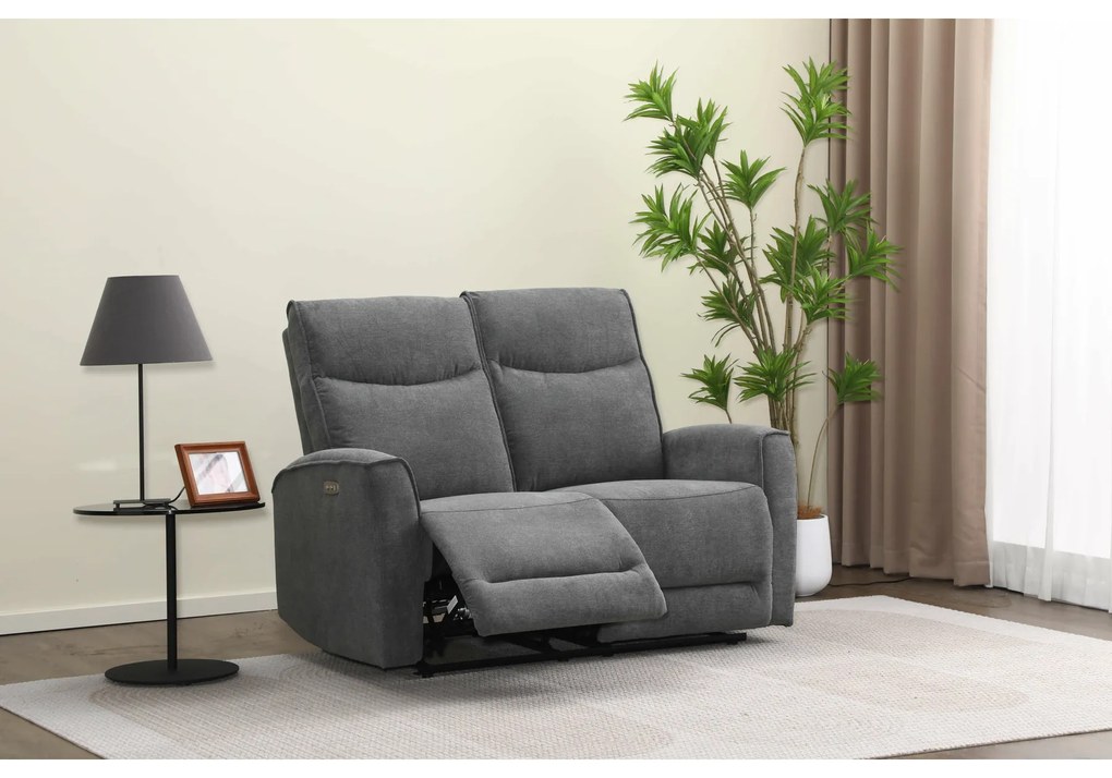 Canapea cu Recliner Electric Huston 2L, 139x103x96 cm, Gri