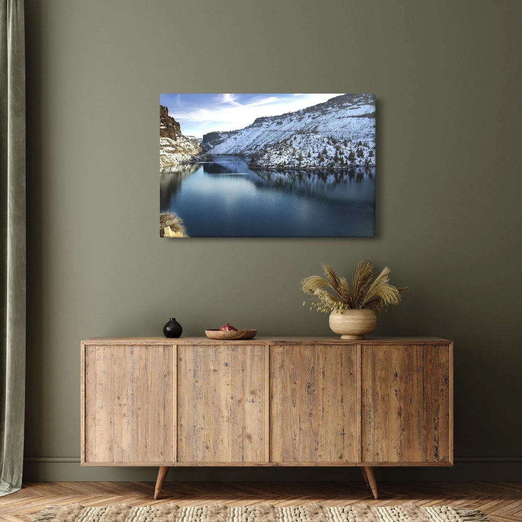 Tablou - peisaj de iarnă cu lac (90x60 cm)