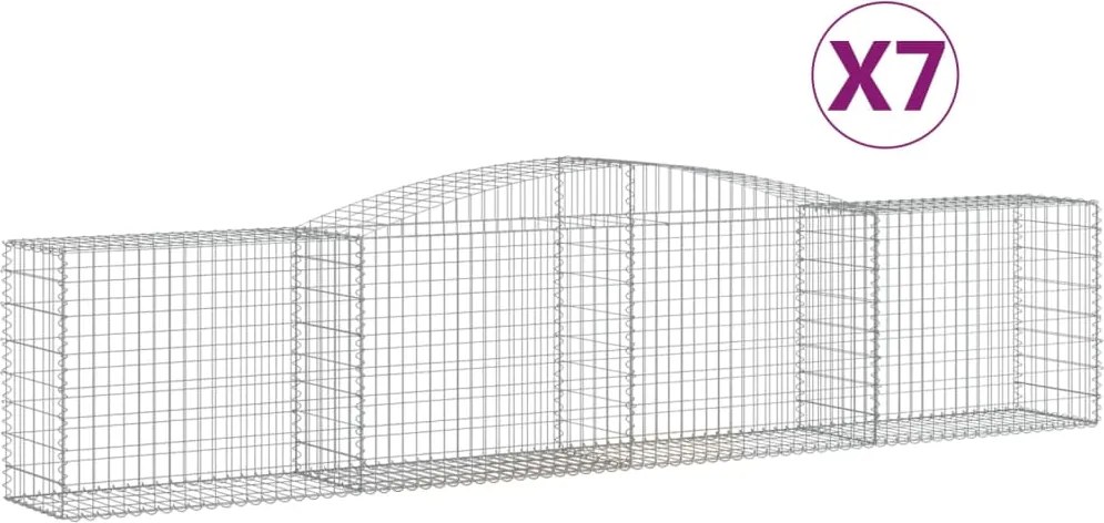 vidaXL Coșuri gabion arcuite 7 buc, 400x50x80/100 cm, fier galvanizat