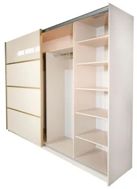 Gold Dulap 2800 Crem cu usi MDF Lucios