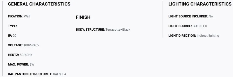 Aplica perete aluminiu striat terracotta, 1xGU10, SOLE round