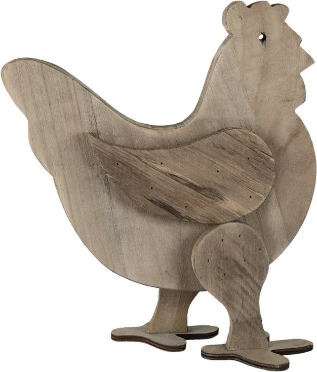 Figurină decorativă găină, din lemn, maro, 31x16x35 cm