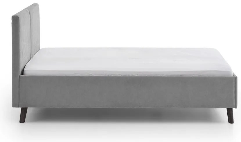 Pat matrimonial gri tapițat cu somieră 140x200 cm Piano – Meise Möbel