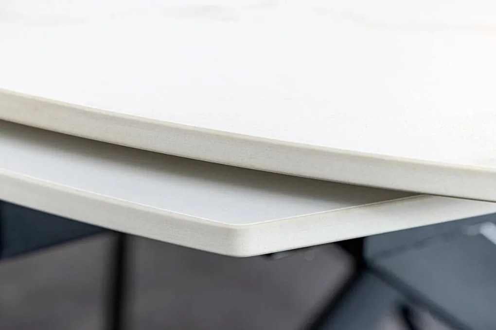 Masa extensibila cu design prin rotire Inception 130-190cm alb marmorat