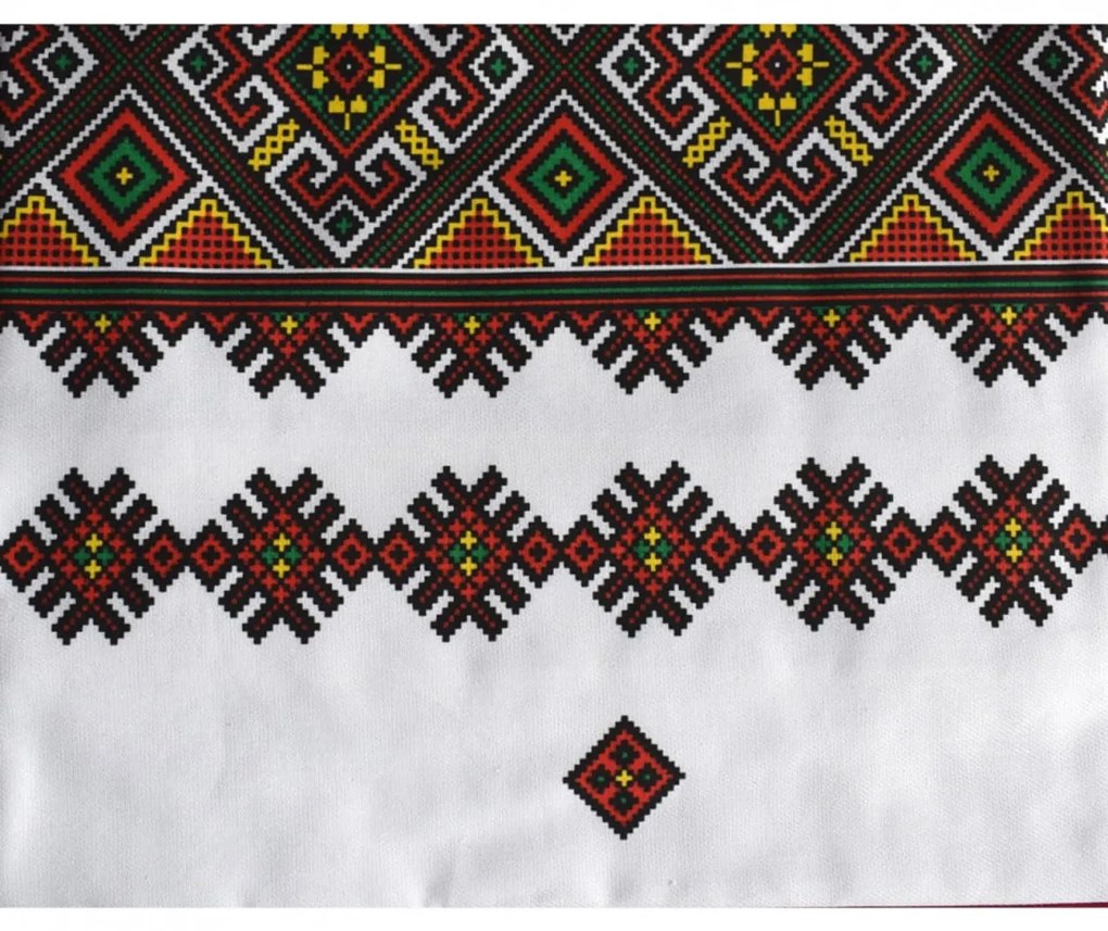Fata de masa pentru living si bucatarie CASA GINO, Cu motive traditionale, Bumbac 100%, 150X350 cm, Masa 16 persoane, Model Traditional I