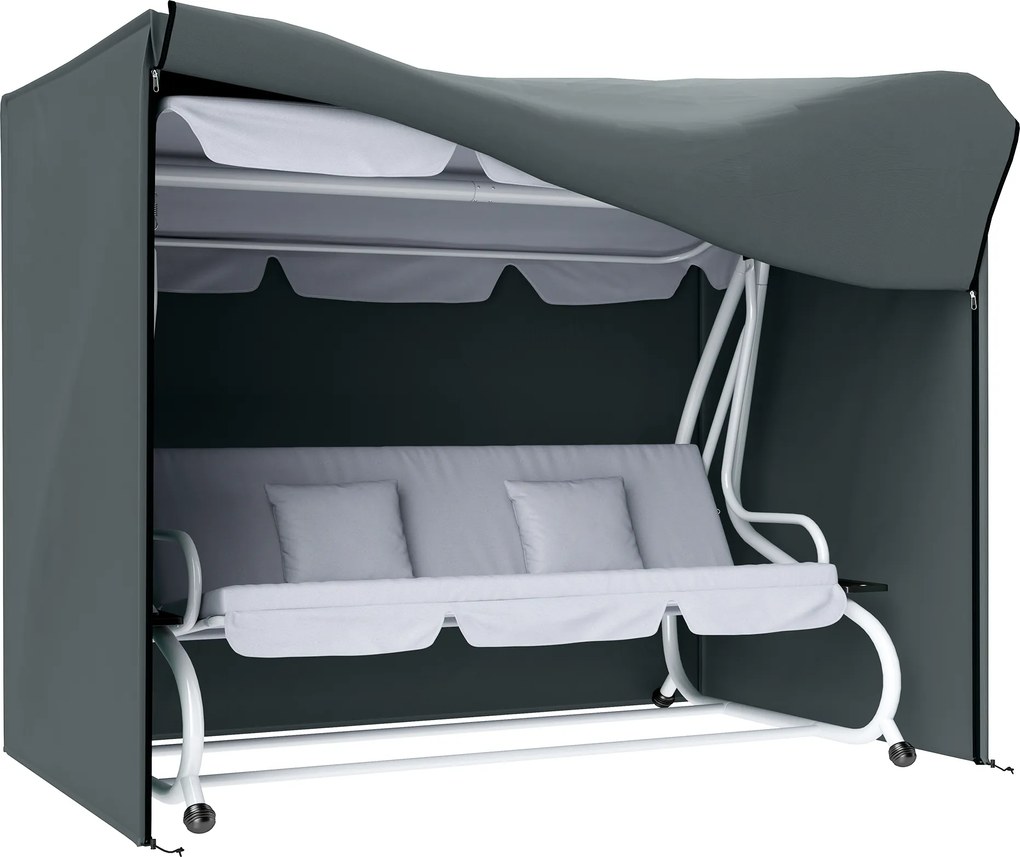 Outsunny Husă pentru balansoar Hollywood 3 locuri, impermeabilă, husă de protecție pentru balansoar, țesătură Oxford 220 x 125 x 172 cm, gri | Aosom Romania