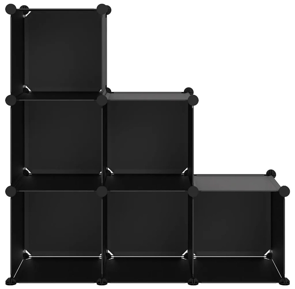 Organizator cub de depozitare, 6 cuburi, negru, PP 1, 94.5 x 31.5 x 93 cm, Negru, 1, 94.5 x 31.5 x 93 cm