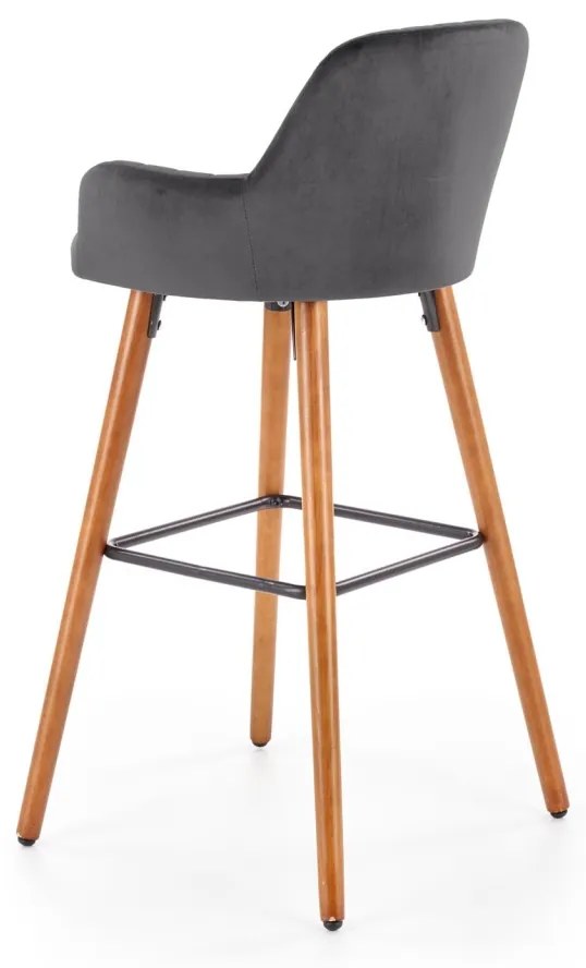 Scaun bar catifea H-93 gri inchis - H 98 cm