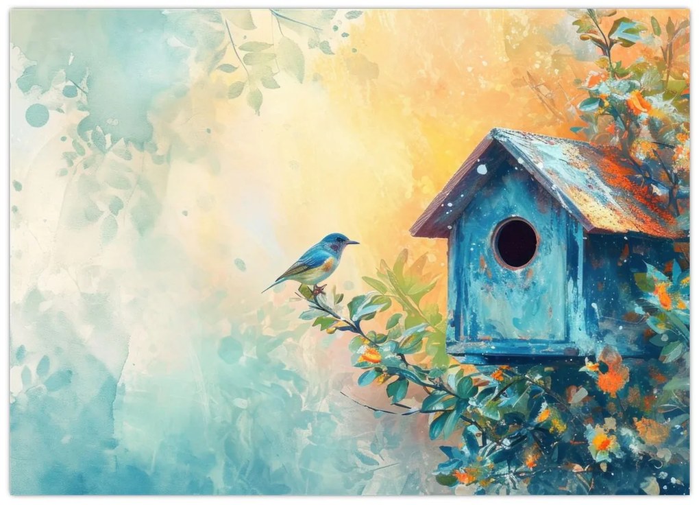 Tablou - Birdhouse, acuarelă, acuarelă (70x50 cm)