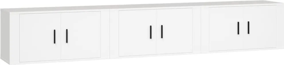 vidaXL Dulapuri TV montate pe perete, 3 buc., alb, 80x34,5x40 cm