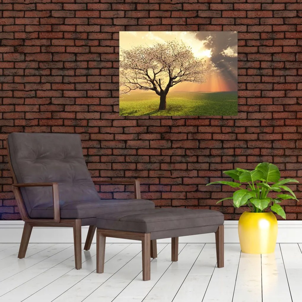 Tablou cu copac pe luncă (70x50 cm)