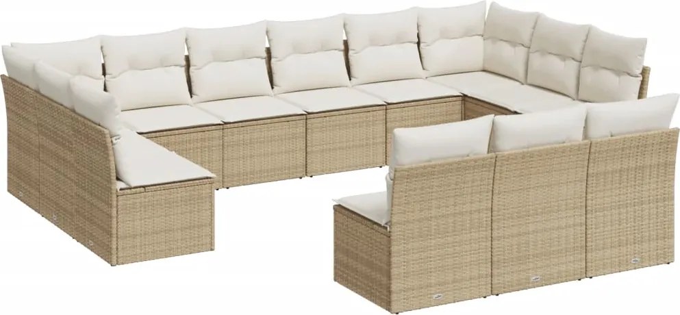 vidaXL Set canapele de grădină, 13 piese, cu perne, bej, poliratan